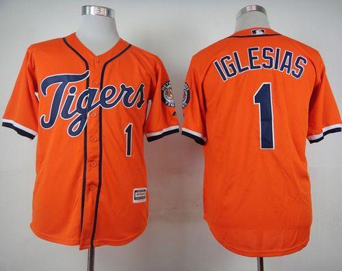 Tigers #1 Jose Iglesias Orange Cool Base Stitched MLB Jersey - Click Image to Close